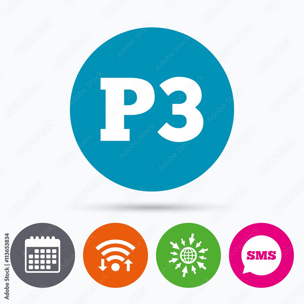 Parking third floor icon. Car parking P3 symbol Parking third floor icon. Car parking P3 symbol