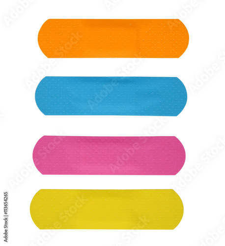 set of different color plasters or bandage isolated on white background (clipping path)