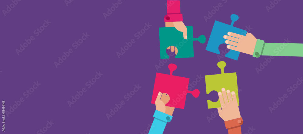Creative business concept background. Solution and success, strategy and puzzle design, vector illustration
