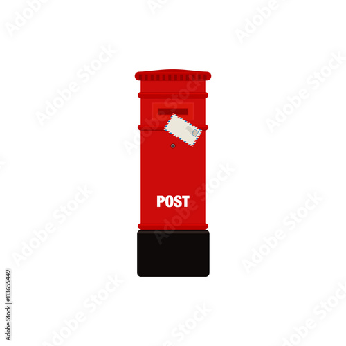 Fényképezés Red mail post box vector illustration isolated on white background