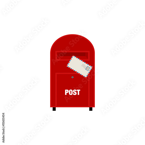 Red mail post box vector illustration isolated on white background