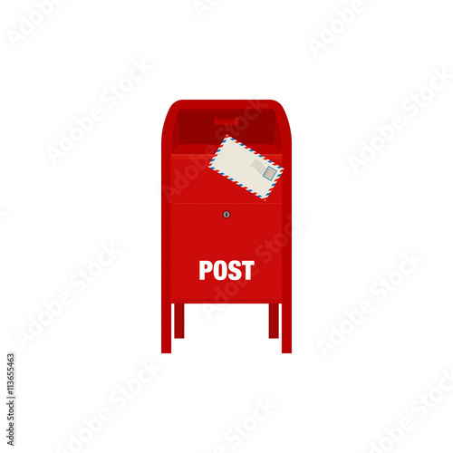 Wallpaper Mural Red mail post box vector illustration isolated on white background