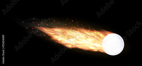 volleyball burning on a black background