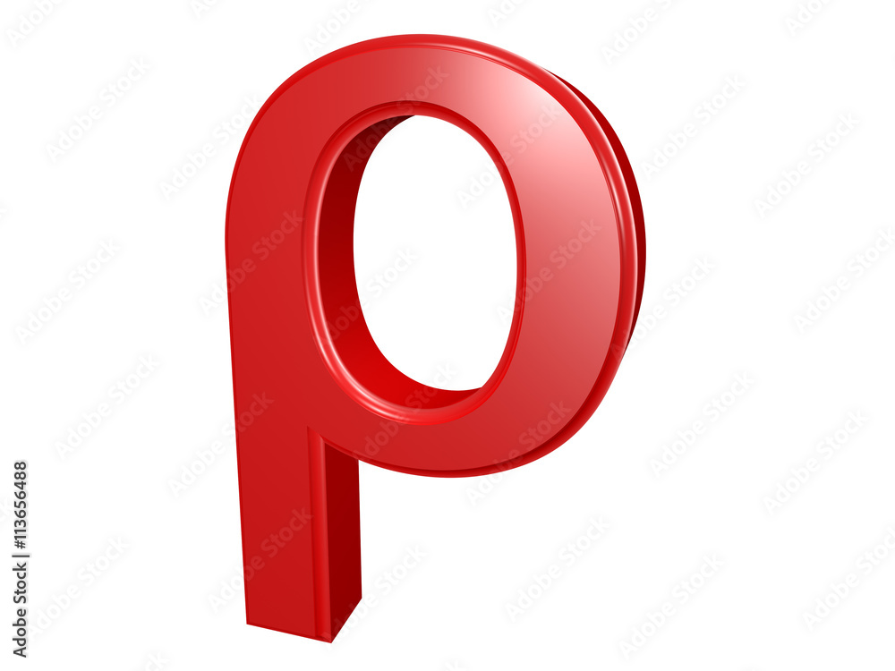 Rho - Greek letter isolated on white, 3d illustration Rho - Greek letter isolated on white, 3d illustration