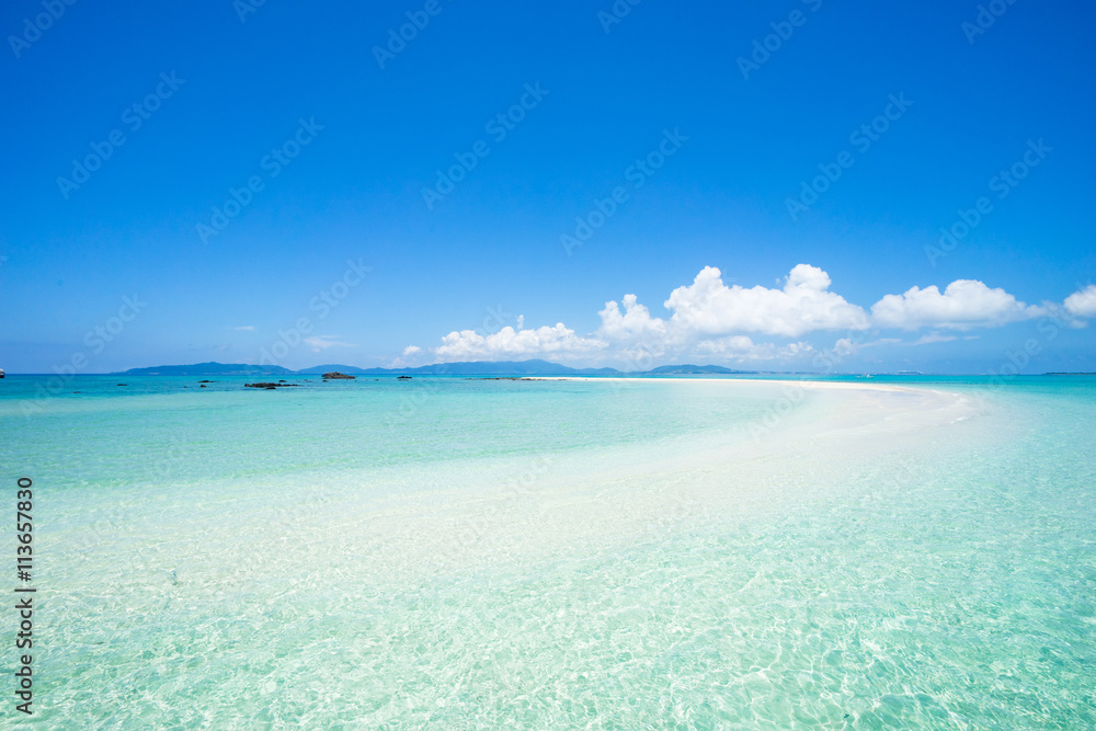 Tropical paradise with coral cay and clear water, Okinawa, Japan