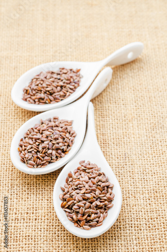 Brown flax seeds or linseed.