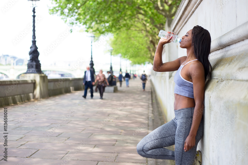 fitness woman drinking water from a bottle