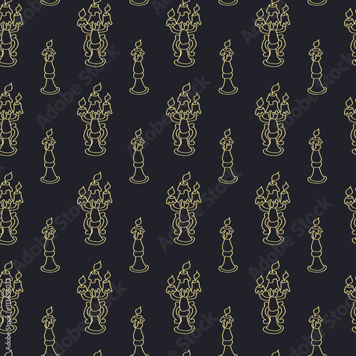 Candelabra, Seamless pattern with antique candelabras