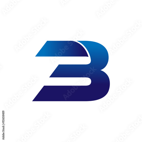 Simple Numbers Logo Vector Blue 3