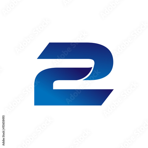 Simple Numbers Logo Vector Blue 2