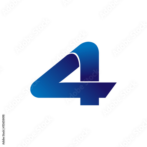 Simple Numbers Logo Vector Blue 4