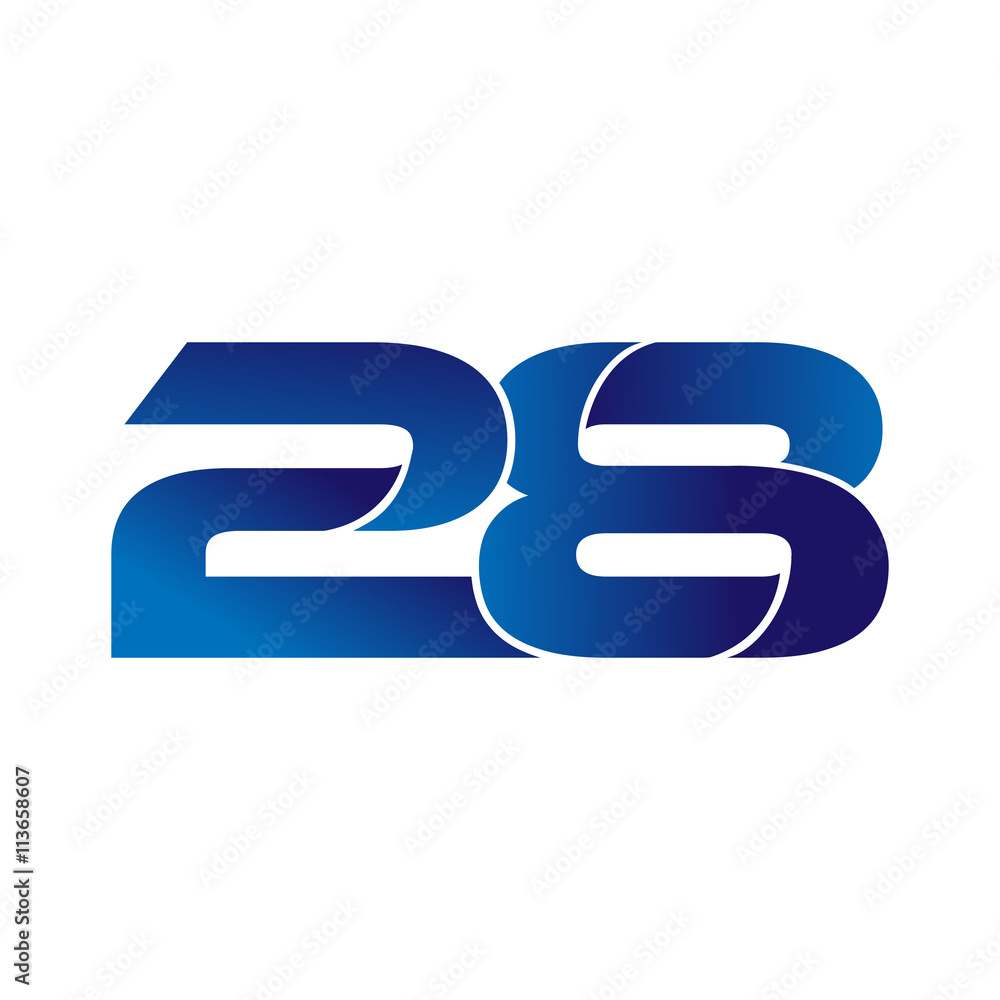 Simple Numbers Logo Vector Blue 28 Simple Numbers Logo Vector Blue 28