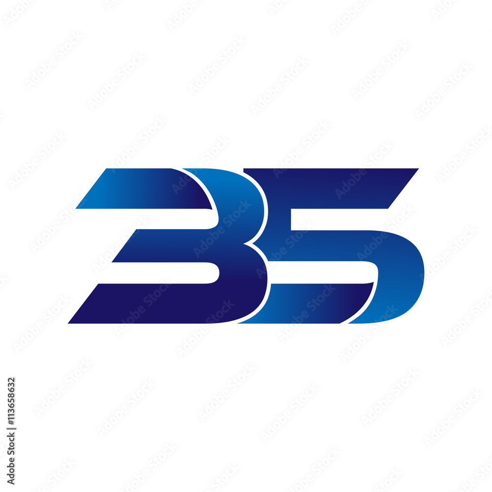 Simple Numbers Logo Vector Blue 35 Simple Numbers Logo Vector Blue 35