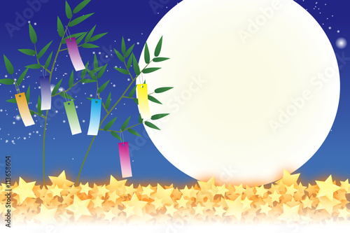 Vecteur Stock Background Wallpaper Vector Illustration Design Image Japan China Asia Free Size 背景 壁紙 ベクター イラスト 無料 無料素材 バックグラウンド フリー素材 和風素材 日本 七夕飾り 祭り 伝統 短冊 笹の葉 初夏 星屑 天の川