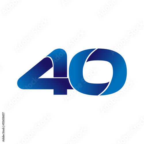 Simple Numbers Logo Vector Blue 40