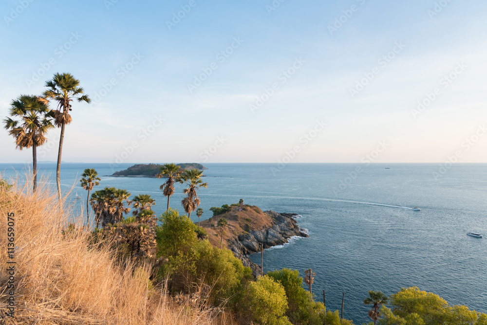 Phromthep cape viewpoint with blue sky in Phuket,Thailand