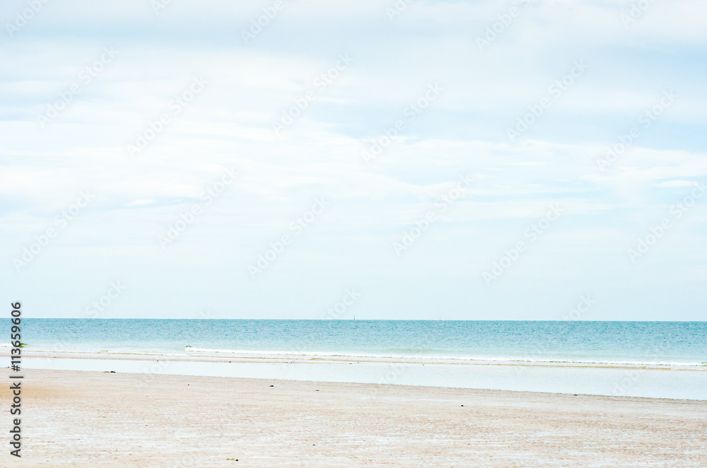 Landscape view of sea and beach with blue sky,Summer concept