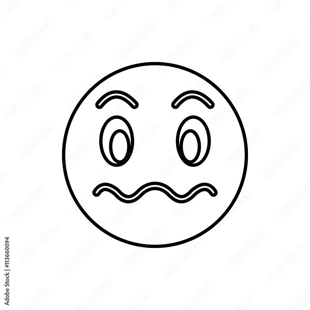 Fototapeta premium Suspicious emoticon icon, outline style