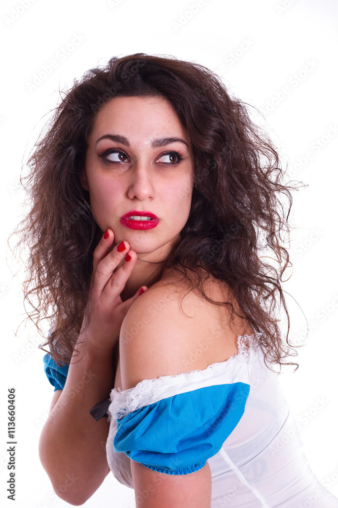 Sexy Frau mit großen Augen und roten Lippen Stock Photo Adobe Stock