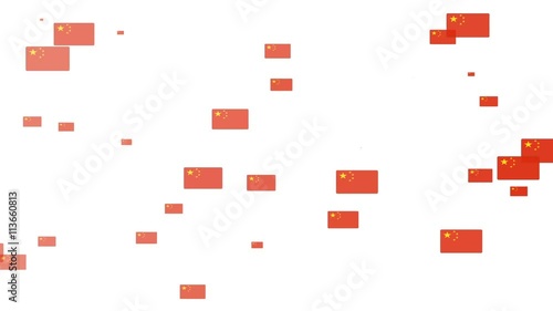 Isolated moving China heart flag particles on white background. Flags of  China. China national flags.