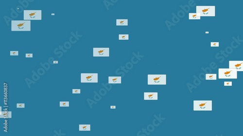 Isolated moving Cyprus heart flag particles on blue background. Flags of  Cyprus. Cyprus national flags.