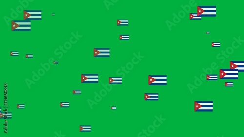Isolated moving Cuba heart flag particles on green background. Flags of  Cuba. Cuba national flags.
