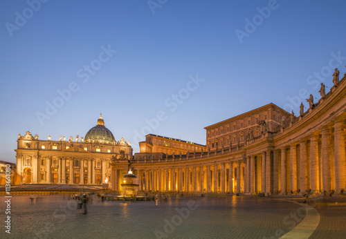 Saint Peter Basilica at the Vatican illuminated at night, Rome, Lazio, Italy