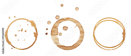 Coffee stains, isolated on white