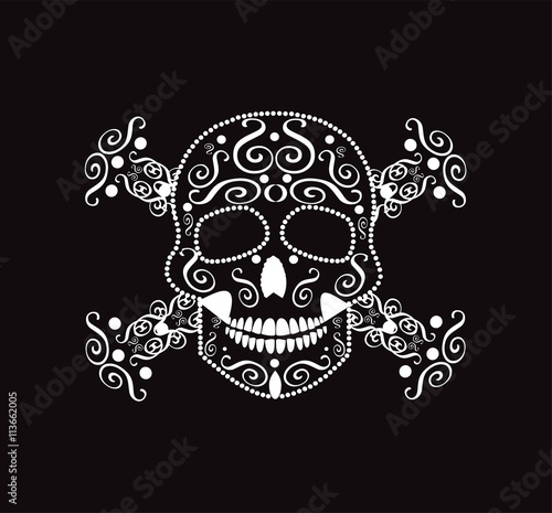 Skull and crossbones neon color