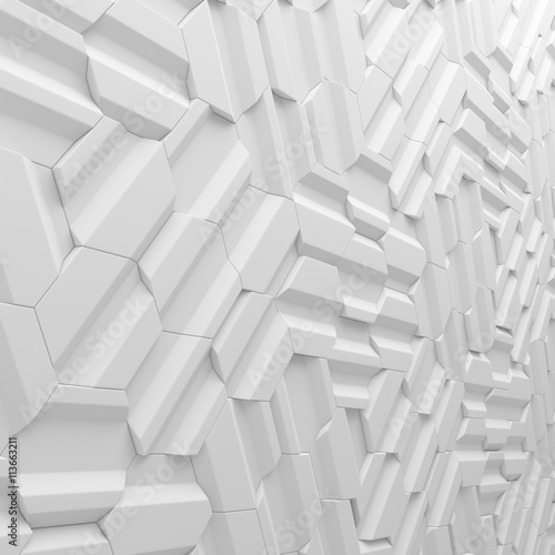 White abstract squares backdrop. 3d rendering geometric polygons