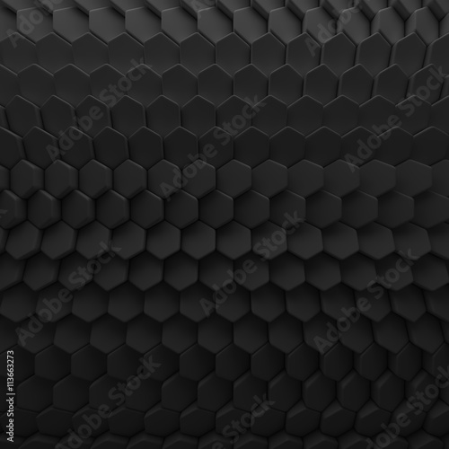 Black abstract squares backdrop. 3d rendering geometric polygons