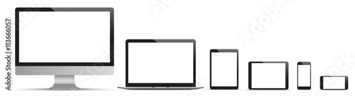 Black Monitor Notebook Tablet Smartphone Set Headline