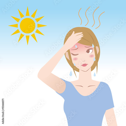ultraviolet rays from the sun, human heatstroke, image illustration