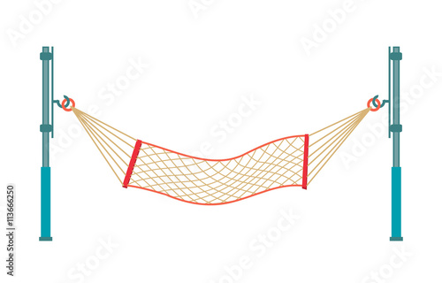 Travel concept with a hammock in a beach in isolated. Vector fla