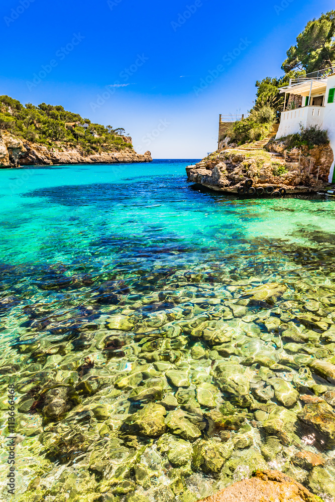 Beautiful view to the Seaside of Majorca Cala Santanyi Spain Island