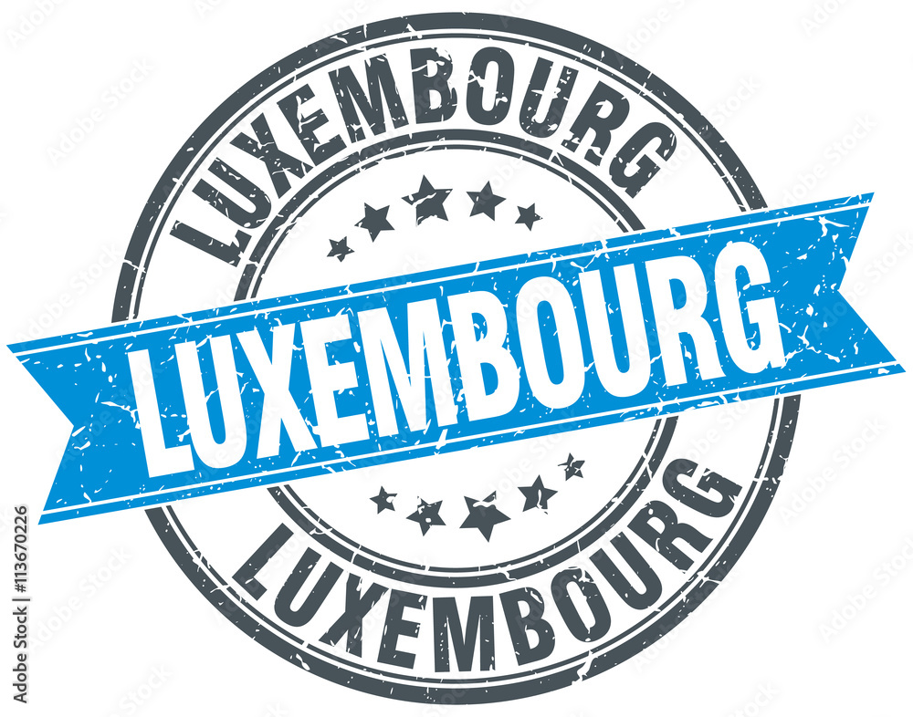 Obraz premium Luxembourg blue round grunge vintage ribbon stamp