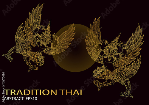 king bird thai tradition cover vector