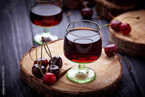 Photo Glasses of cherry liquor