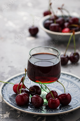 Fototapeta Glasses of cherry liquor
