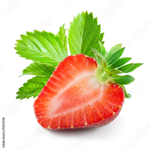 Strawberry. Half of a berry isolated on white background