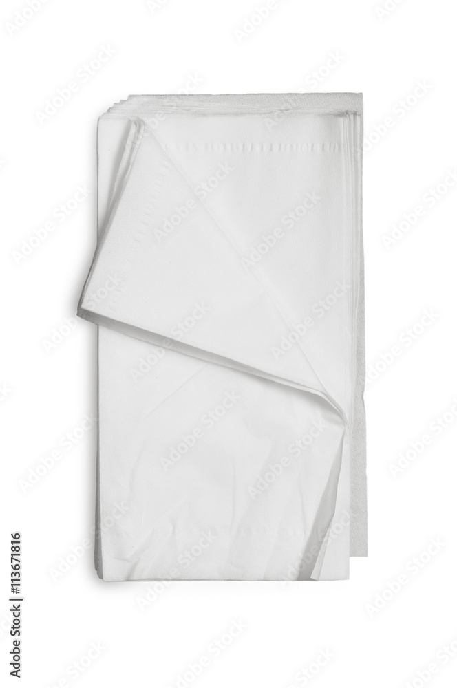 White Paper Napkins Isolated on White Background. White Paper Napkins Isolated on White Background.