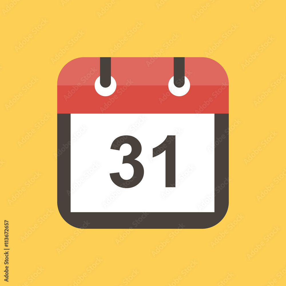 Flat design calendar icon, symbol on yellow background. Flat design calendar icon, symbol on yellow background.