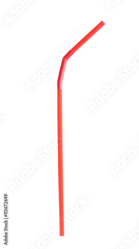 Red drinking straw isolated on white background