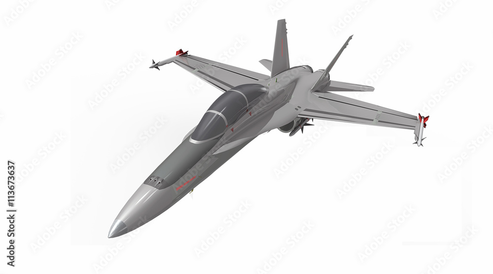 3D Militärjet, Kampfflugzeug freigestellt 3D Militärjet, Kampfflugzeug freigestellt