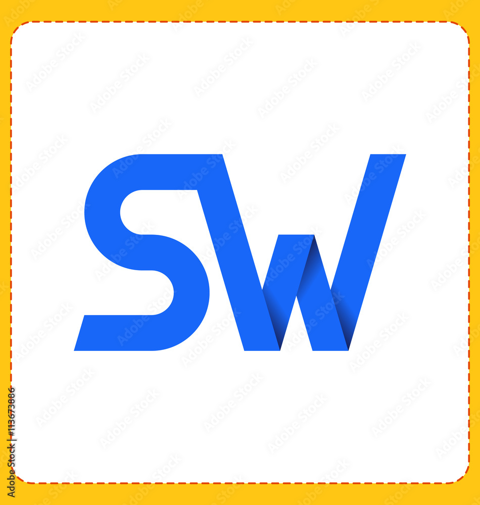 SW Two letter composition for initial, logo or signature. SW Two letter composition for initial, logo or signature.