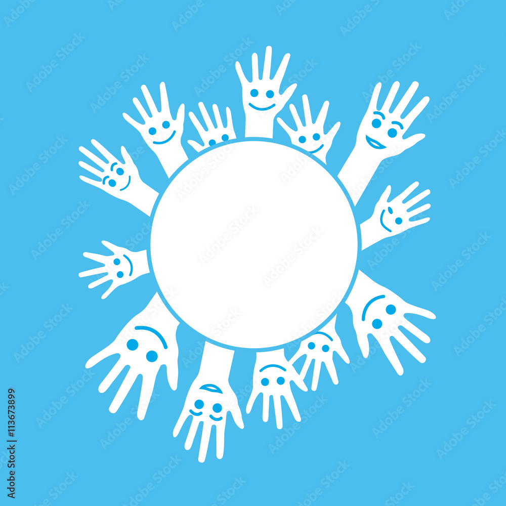 Mains smiley-rond central Mains smiley-rond central