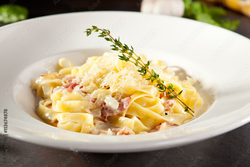 Fettuccine Carbonara with Parmesan Fettuccine Carbonara with Parmesan