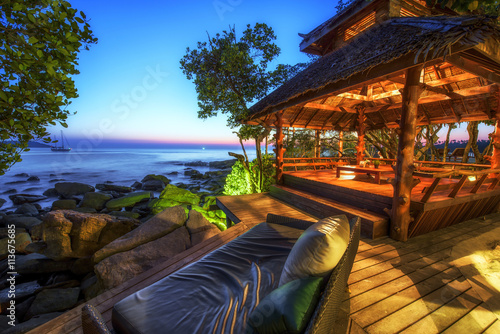 The beautiful resort  seaside in Thailand at the twilight time.