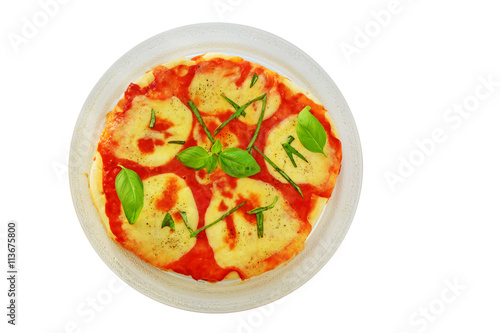 Pizza margherita isolated on white background