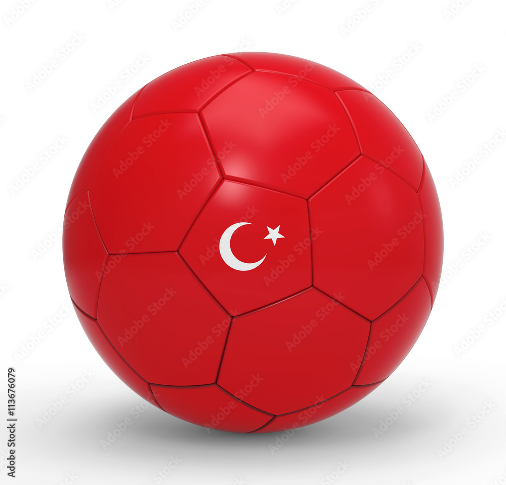 Fototapeta premium Soccer ball with Turkish flag symbols